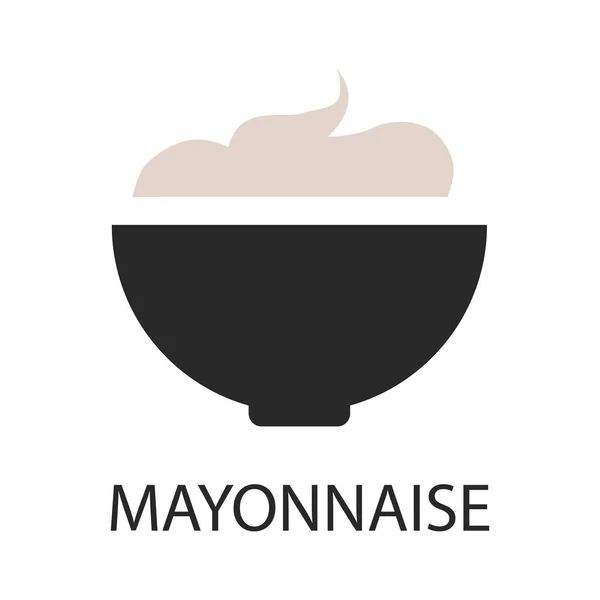 Icône Mayonnaise Délicieuse Sauce Blanche Dans Bol Service Illustration Vectorielle — Image vectorielle