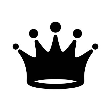 Taç ikonu. Tacın siyah silueti. Kralın gücünün sembolü olan bir başlık. Tasarım ve web için beyaz bir arkaplanda izole edilmiş vektör resmi.