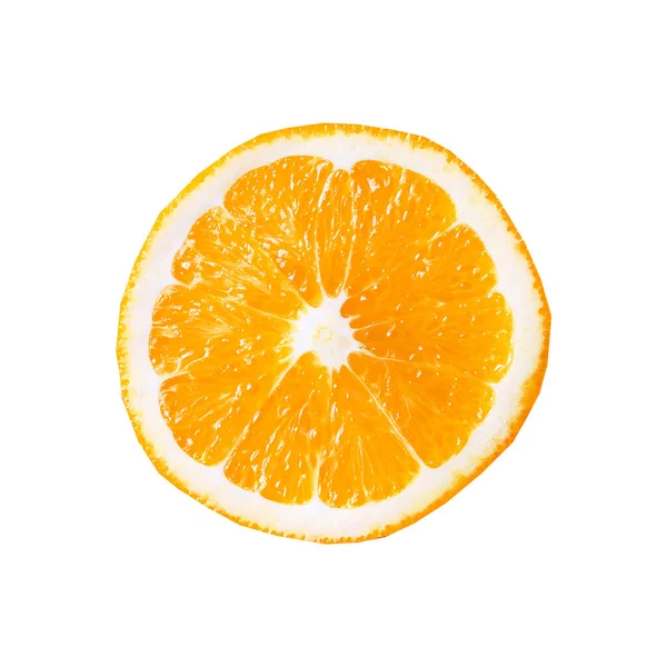 橙子是一种美味而健康的热带水果 一片白色背景上孤立的圆形桔子片 用于设计和网络的图像 — 图库照片