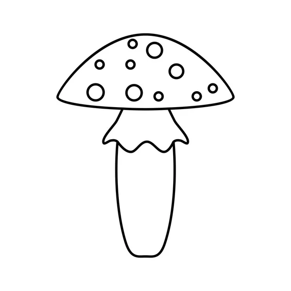 Fly Agaric Icon Black Outline Poisonous Lamellar Mushroom Herbaceous Plant — ストックベクタ