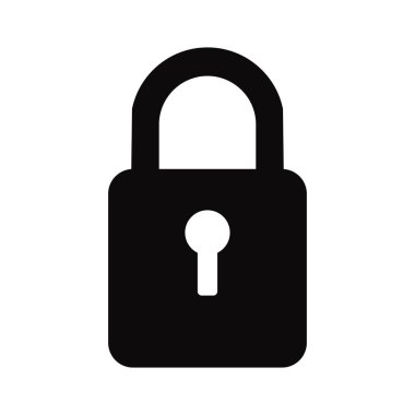 The lock icon. Black silhouette of a padlock with a key hole. A symbol of safety and security. Vector illustration isolated on a white background for design and web.