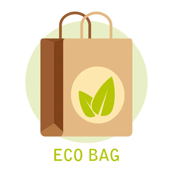 Sac Écologique Sac Artisanal Papier Pour Faire Shopping Concept Protection — Image vectorielle