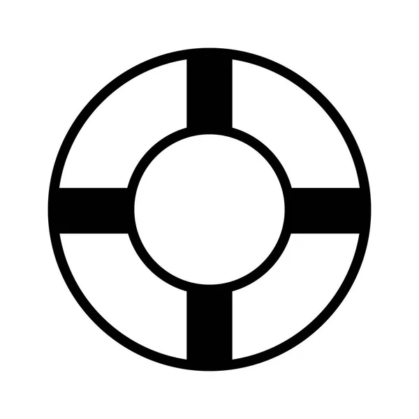Das Rettungsring Symbol Die Schwarze Silhouette Eines Rettungsrings Ist Ein — Stockvektor
