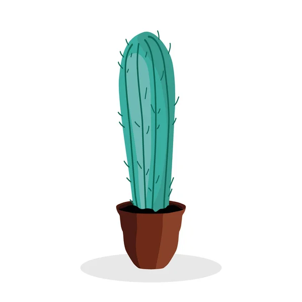 Cactus Cacto Verde Num Vaso Castanho Uma Planta Sala Ilustração — Vetor de Stock