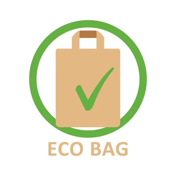 Bolsa Ecológica Bolsa Papel Artesanal Para Compras Concepto Protección Ambiental — Vector de stock