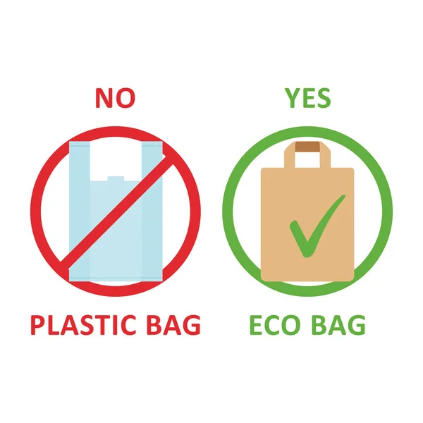 Plastic Bag Yes Eco Bag Concept Protecting Environment Pollution Plastic — Stock Vector