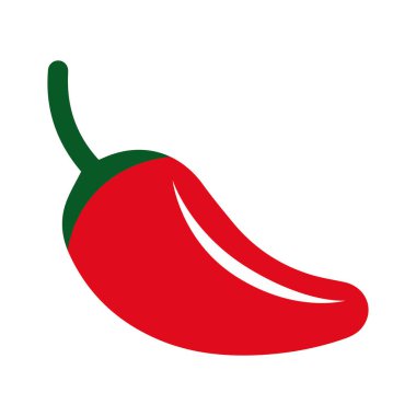 Renkli kırmızı biber ikonu. Yemeklerde kullanılan lezzetli ve sağlıklı bir sebze. Tasarım ve web için beyaz bir arkaplanda izole edilmiş vektör illüstrasyonu.