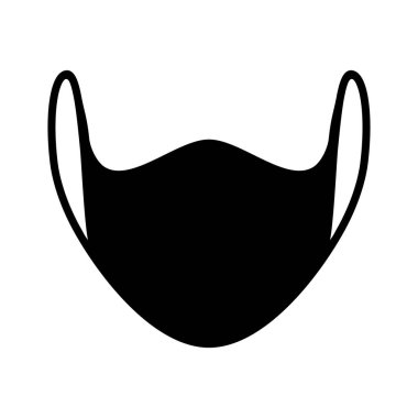 Tıbbi maske ikonu. Solunum yolunu korumak için tek kullanımlık yüz maskesi. Tasarım ve web için beyaz bir arkaplanda izole edilmiş vektör illüstrasyonu.