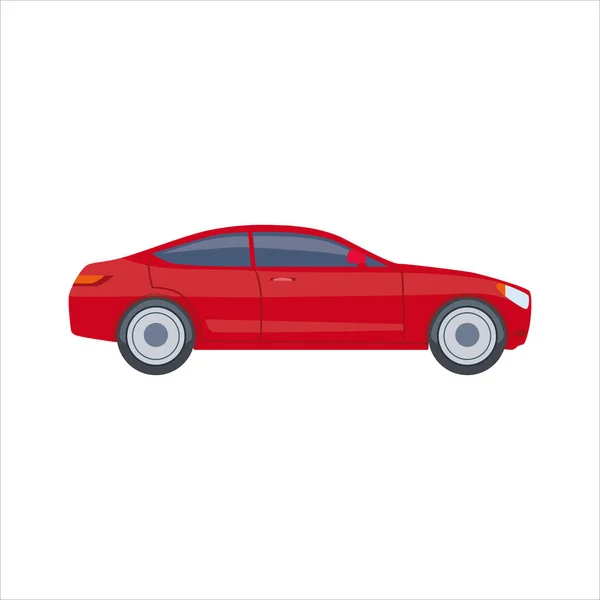 Rode Auto Sedan Klassieke Gezinsauto Auto Cartoon Eenvoudige Stijl Vector — Stockvector