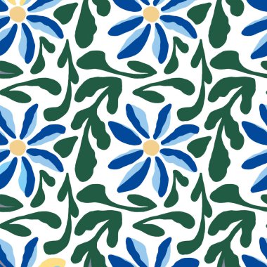 Çiçek deseni. Küçük çiçekli bir resim. Tekstil, baskı, giysi, ambalaj, dekor ve duvar kağıdı için çiçek ve yapraklarla yazdır.