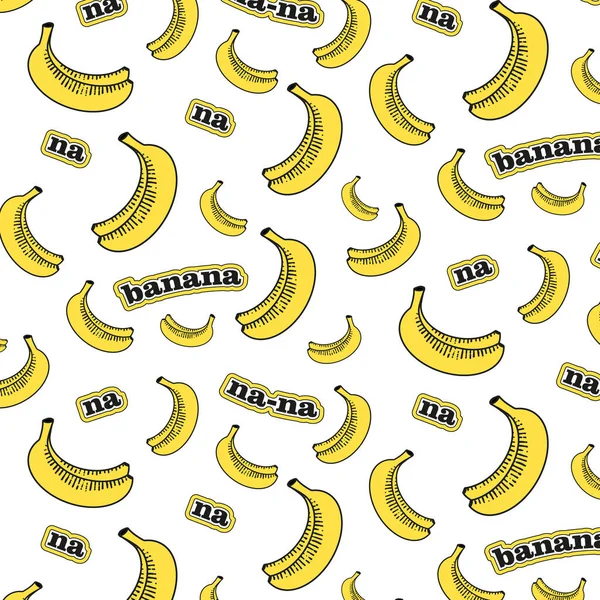 Beyaz arka planda hafif çürük muzlu, muz aromalı, tatlı bir muz deseni. Kumaş veya duvar kağıdı için vektör baskısı.