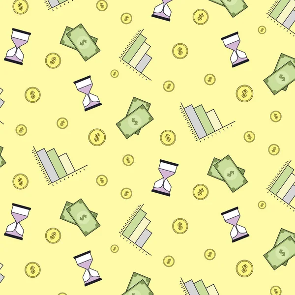 Zaman yönetimi seamless modeli ile ince çizgi kutsal kişilerin resmi. İş sürecinin geliştirilmesi. Vektör çizim banner, web sayfası, basılı medya için.