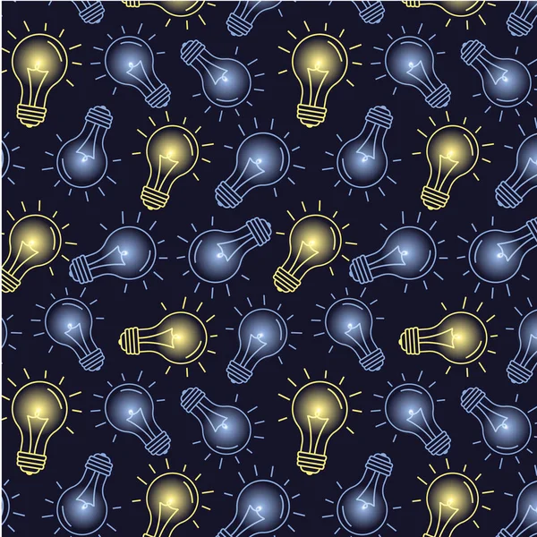 Seamless pattern with an illustration of a lamp in blue and yellow