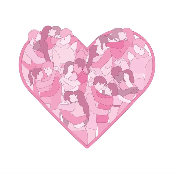 feeling in love couples hugging in heart, hugs and love, man and woman. pink color