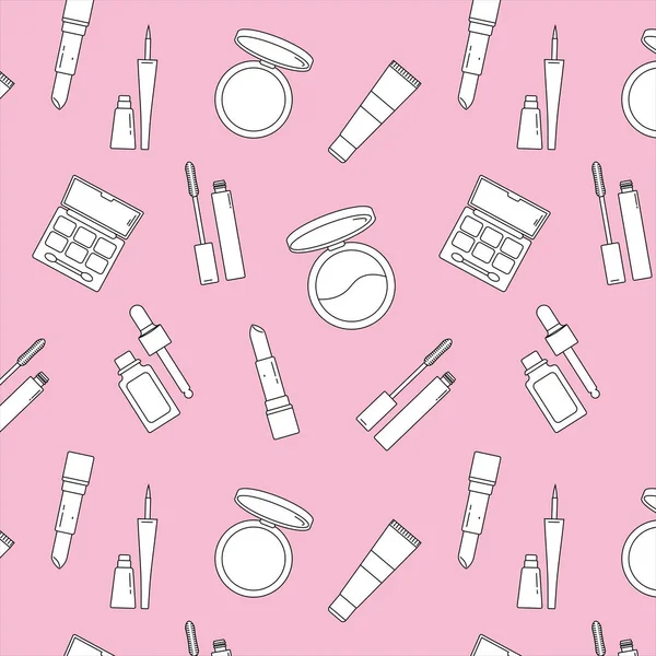 Seamless pattern with sketch make up icons