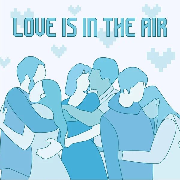 aşk kartı çift üzerinde mavi arka plan ile. vektör çizim