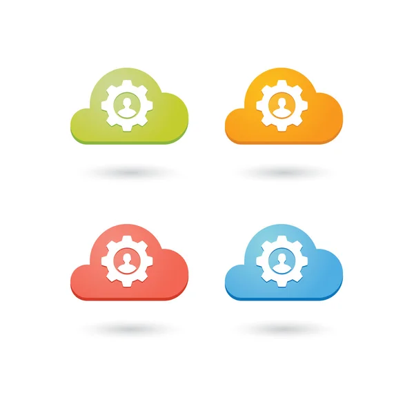 Composición de nubes de colores con iconos — Vector de stock