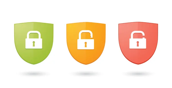 A set of informatic protection shield icons — Stock Vector