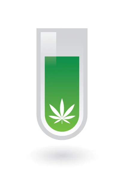 Chemical test tube with marijuana leaf icon — Stock Vector