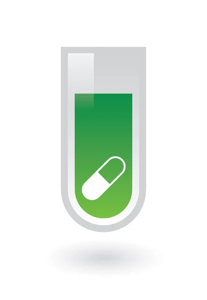 Chemical test tube with pill icon — Stock Vector