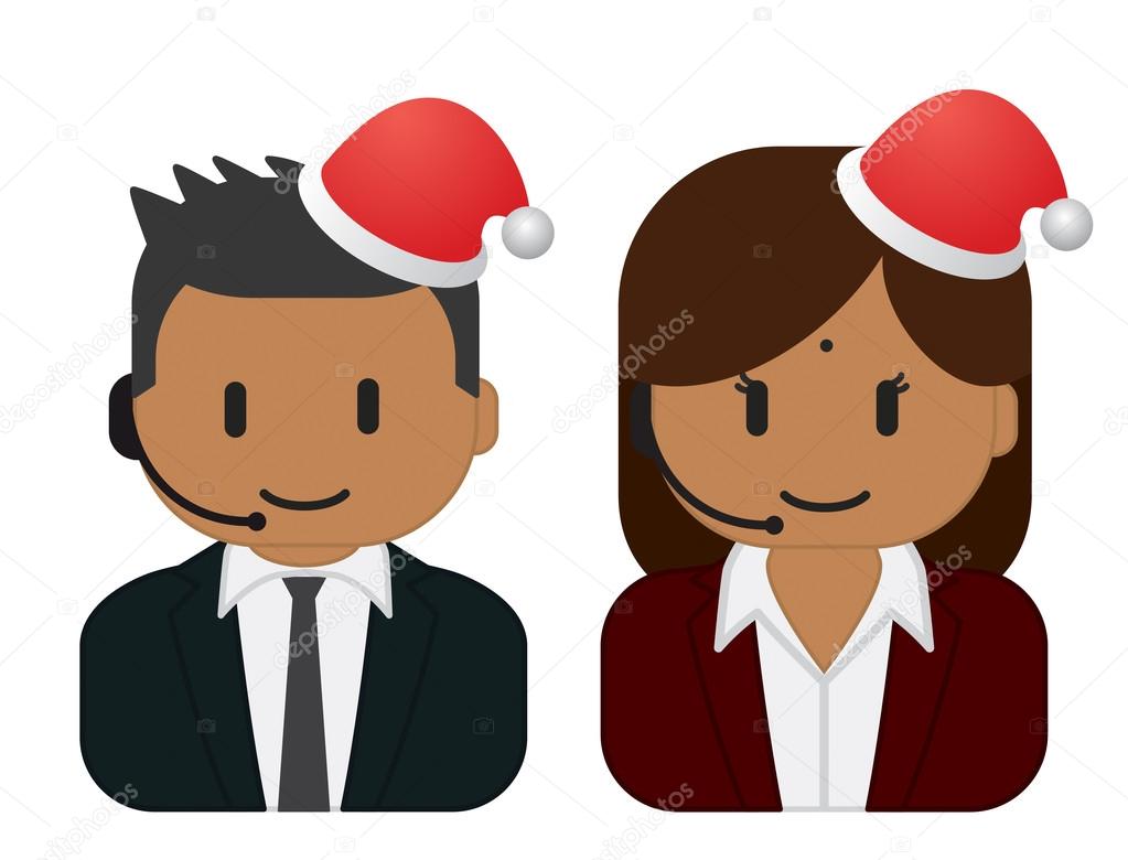 Customer service man and woman wearing headsets