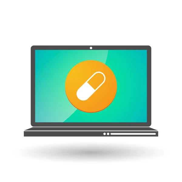 Laptop with pill icon — Stock Vector