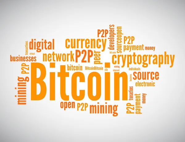 Ordet molnet konceptet bitcoin med — Stock vektor