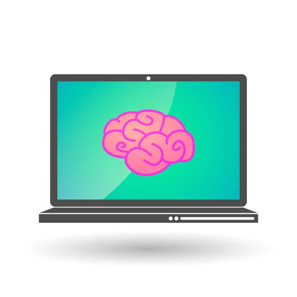Laptop con cervello — Vettoriale Stock