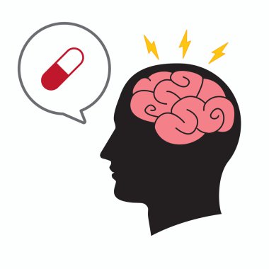 adam baş beyin ve çizgi balon ile