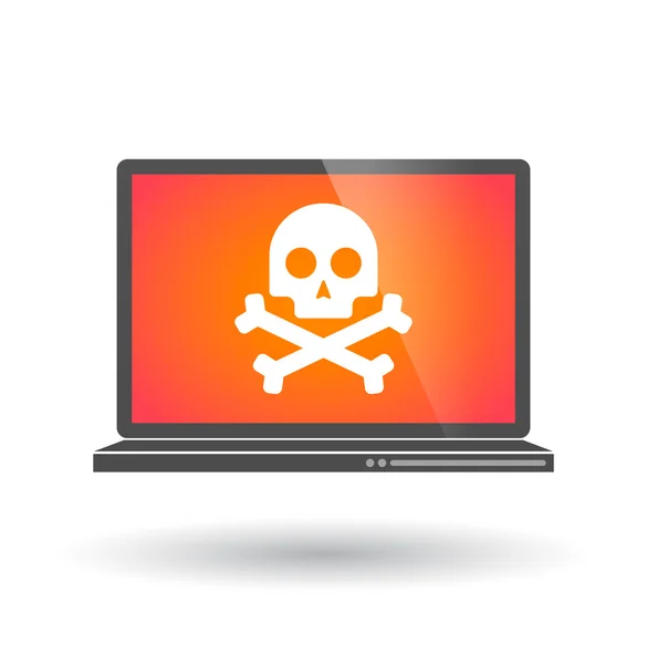 Laptop with a skull — Stock Vector