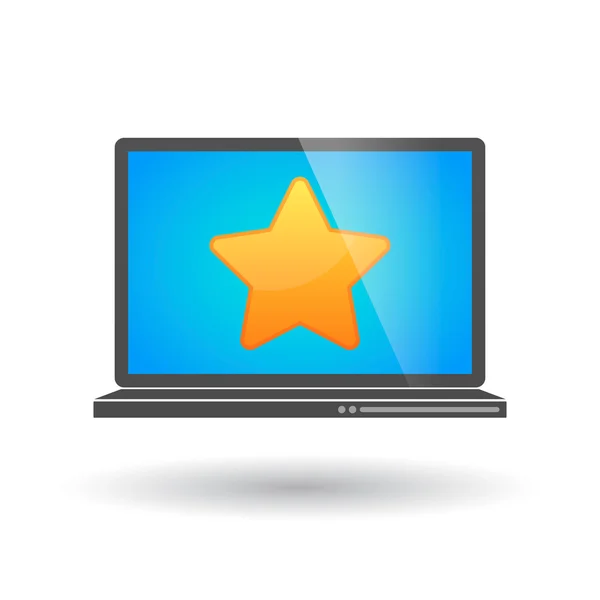 Lptop with a star — Stock Vector