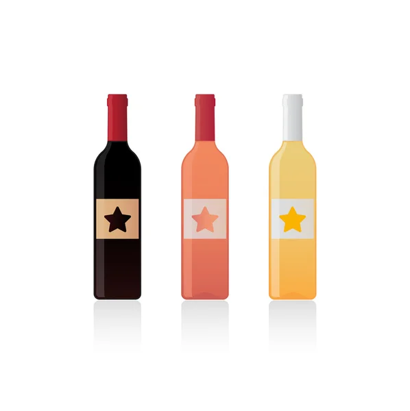 Μπουκάλια κρασί με ένα αστέρι — Διανυσματικό Αρχείο