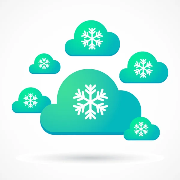 Wolken met sneeuwvlokken — Stockvector