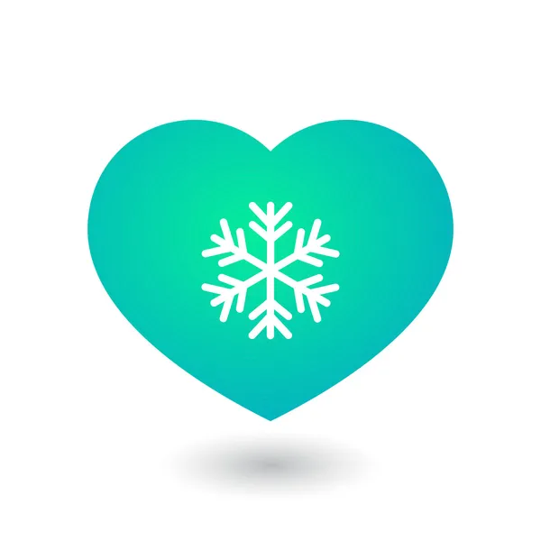 Kallt hjärta med snow flake — Stock vektor