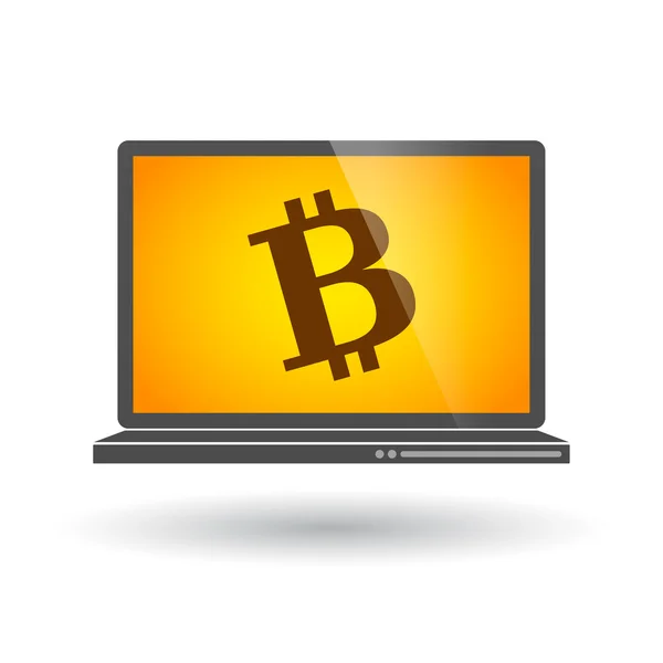 Laptop with a bitcoin icon — Stock Vector