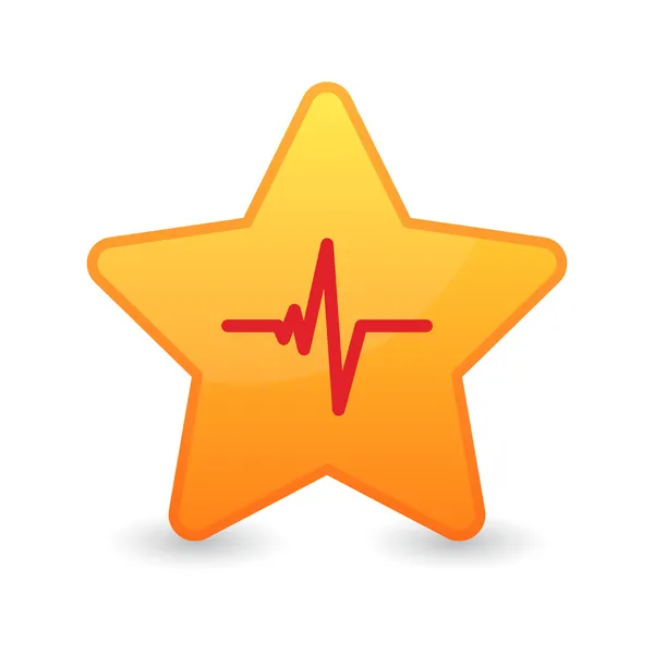 Ster met hart beat pictogram — Stockvector