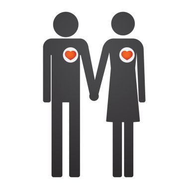 erkek ve dişi piktogram hearts ile