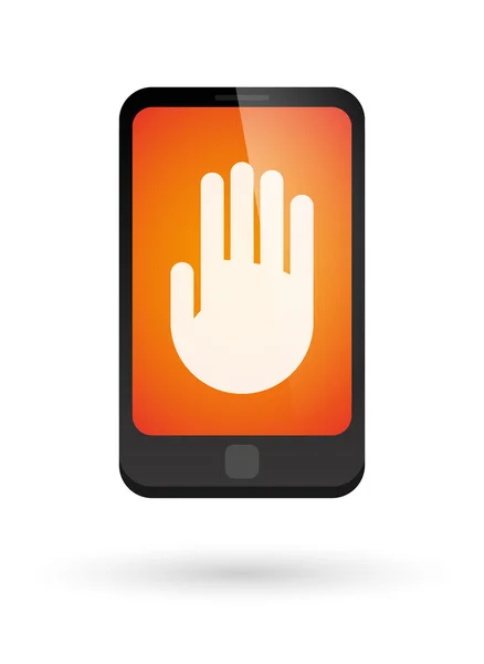 Phone icon with a hand sign — Stock Vector