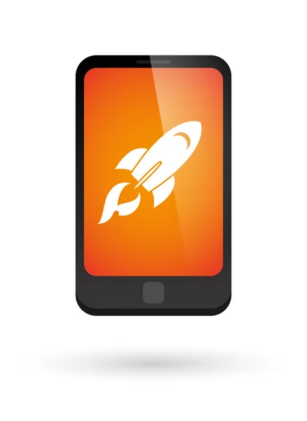 Phone icon with a rocket — Stock Vector