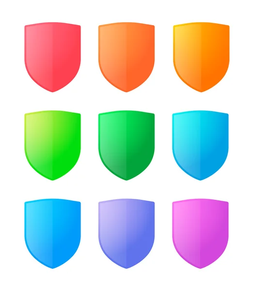 Gekleurde schilden pictogrammenset — Stockvector