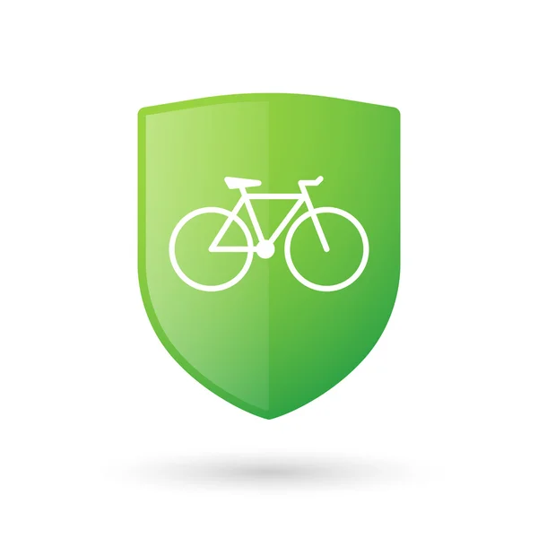 Icono de escudo con una bicicleta — Vector de stock