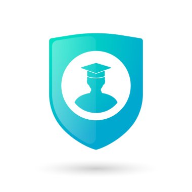 Öğrenci sihouette ile kalkan simgesi