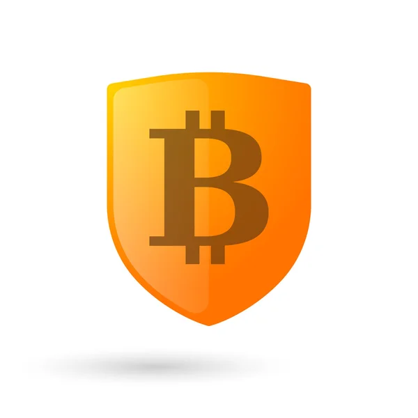 Pictogram van het schild met een teken van bitcoin — Stockvector