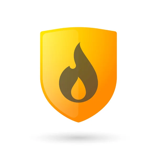 Shield icon with a flame — Stock Vector