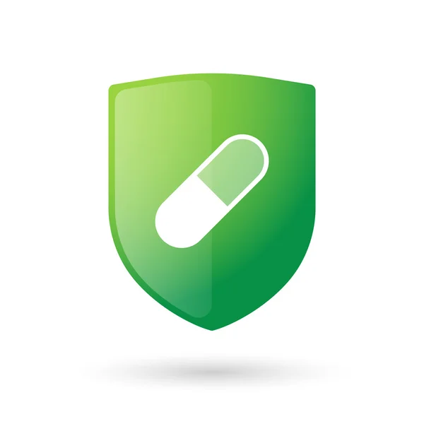 Shield icon with a pill — Stock Vector