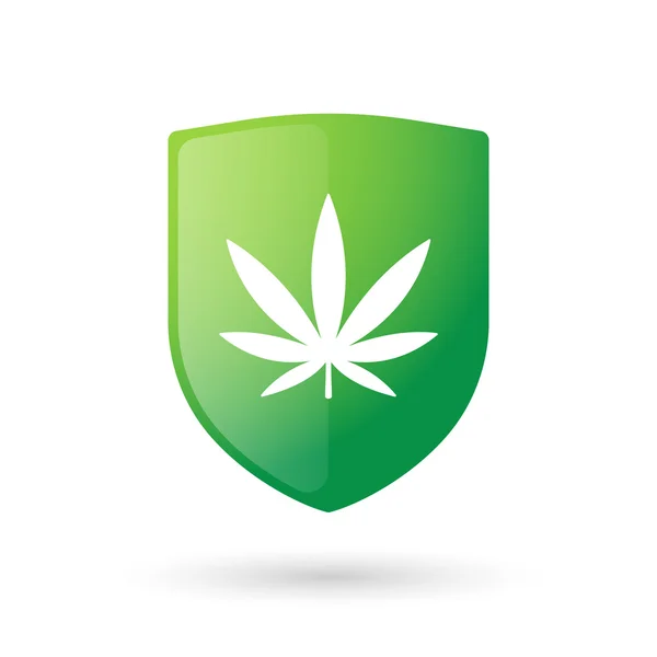 Значок щита с листком марихуаны — стоковый вектор