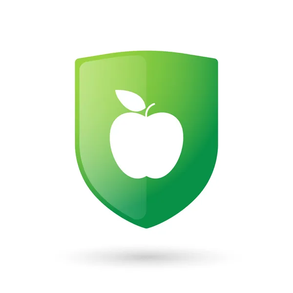 Icône bouclier avec une pomme — Image vectorielle