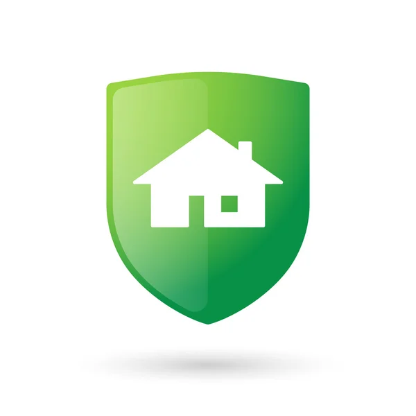 Shield icon with a house — Stock Vector