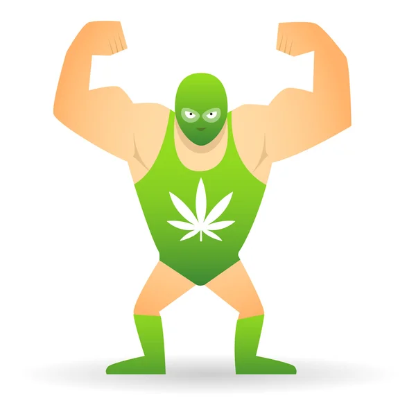 Brottare med ett marijuana blad — Stock vektor