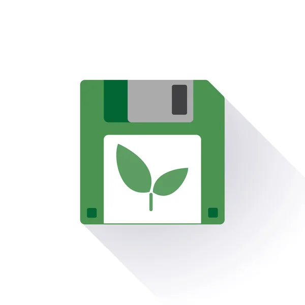 Floppy disc icon with a plant — Stock Vector